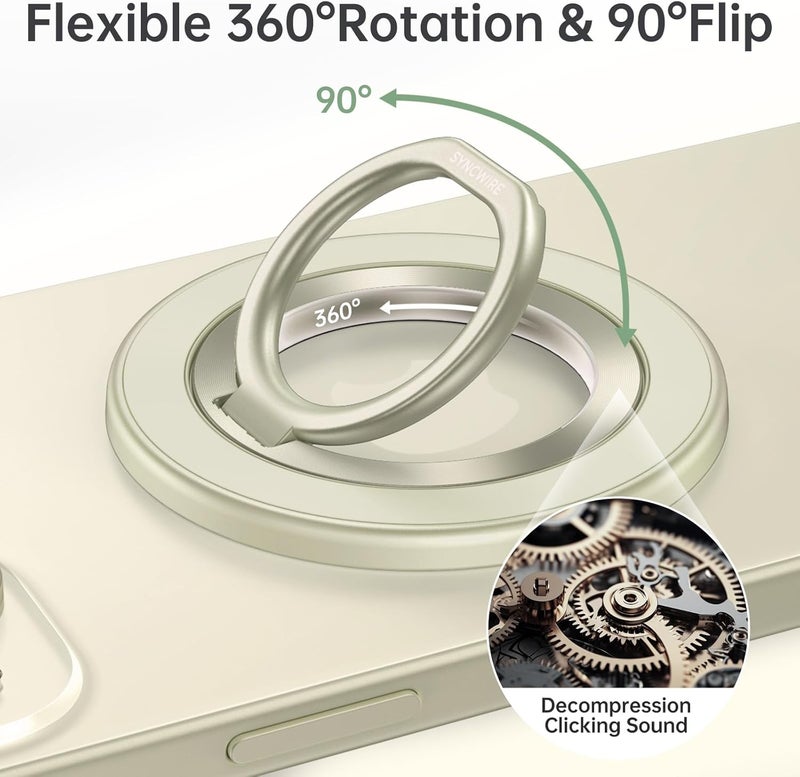 Syncwire Magnetic Phone Ring Holder for MagSafe, 360° Rotation Cell Phone Grip Stand Finger Ring Kickstand Two-Sided Magnet Compatible with iPhone 17 Pro Max 16 15 14 13 12 MagSafe Accessories - Image 2